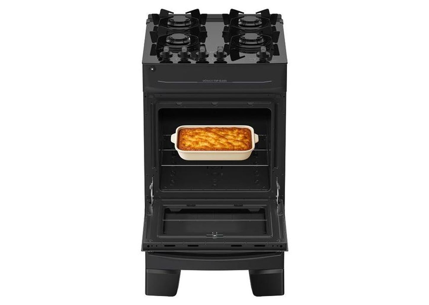 Fogão 4 Bocas Atlas Preto Mônaco Top Glass