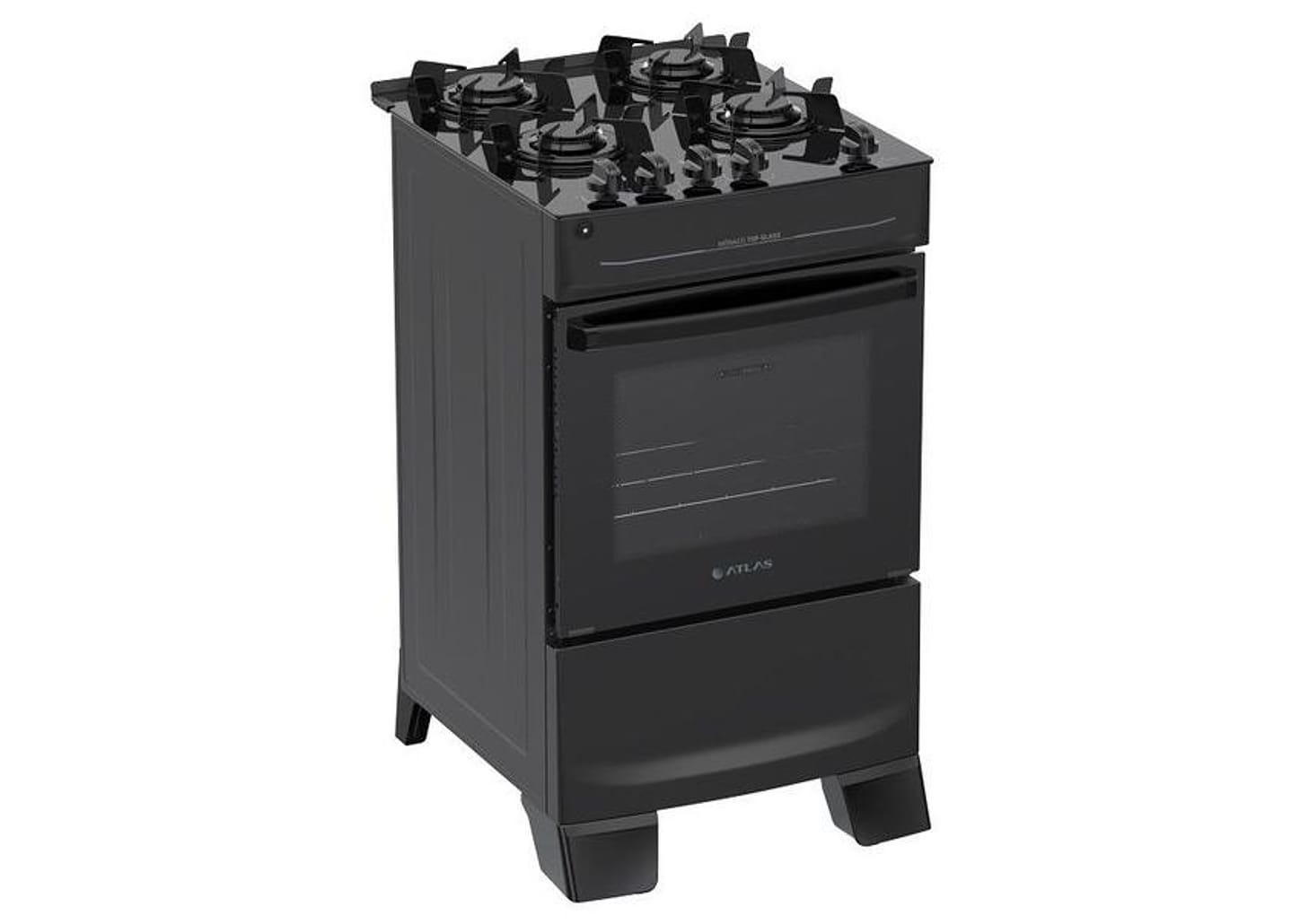 Fogão 4 Bocas Atlas Preto Mônaco Top Glass