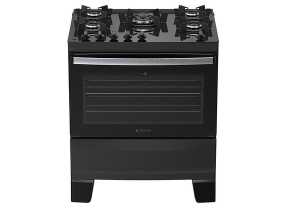 Fogão 5 Bocas Atlas Preto Up Glass Agile