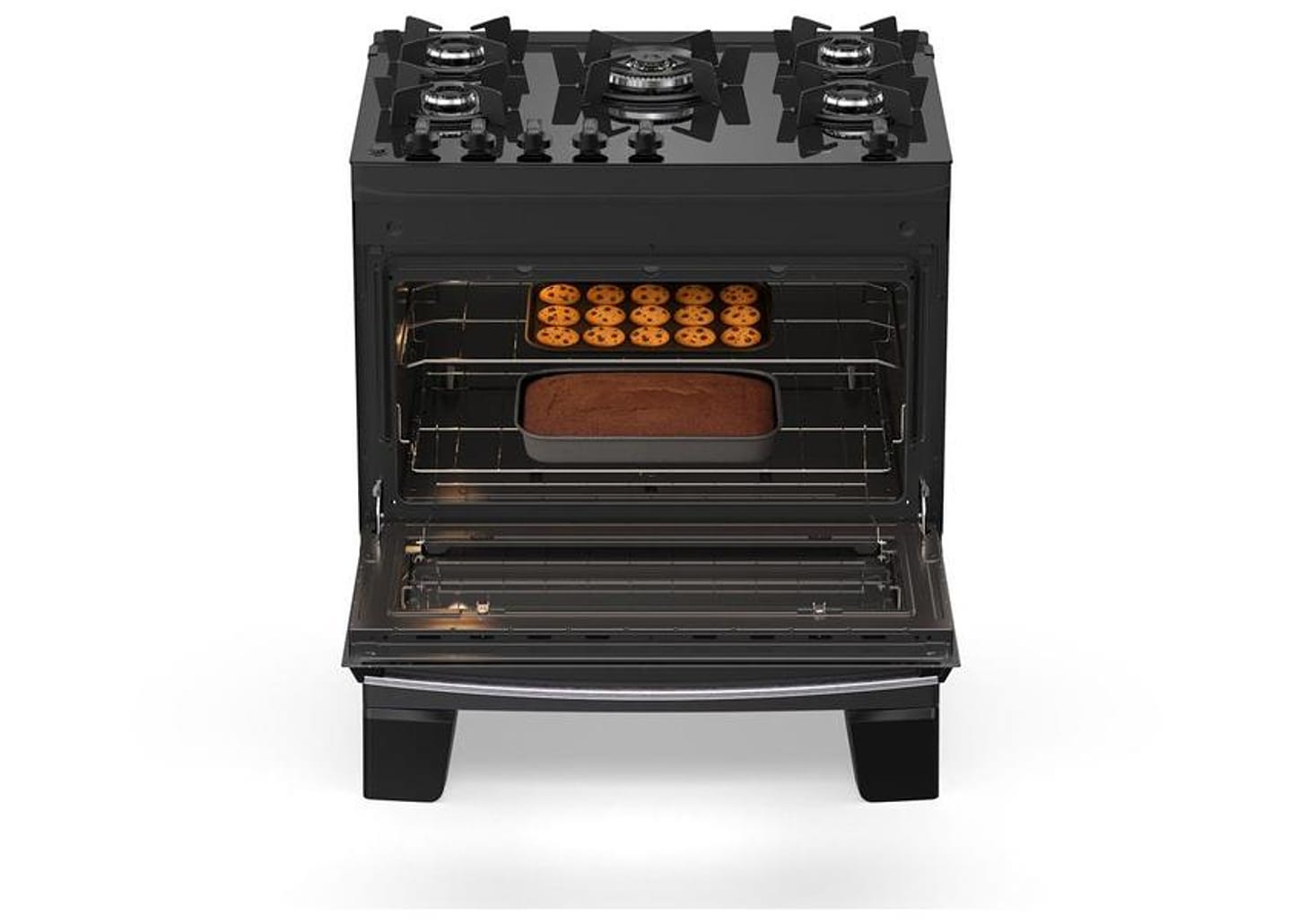 Fogão 5 Bocas Atlas Preto Up Glass Agile