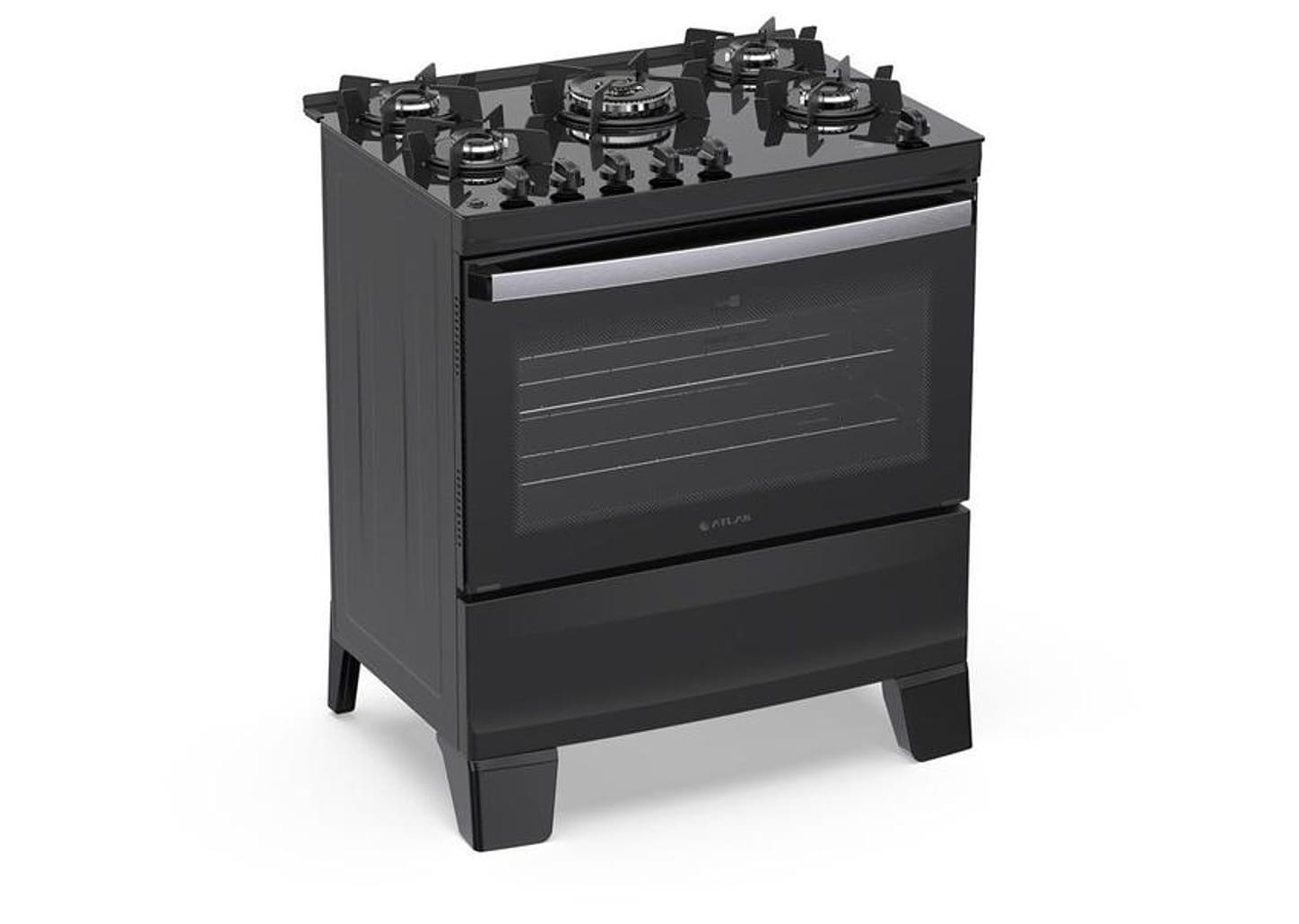 Fogão 5 Bocas Atlas Preto Up Glass Agile