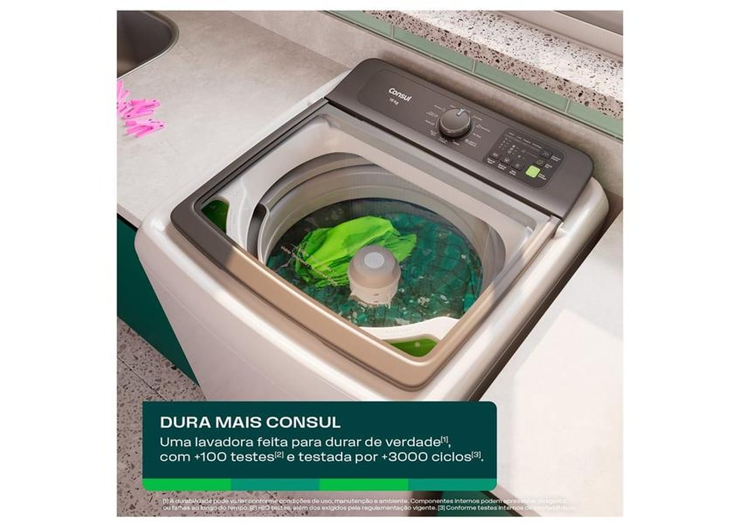 Lavadora de Roupas Consul 16kg Cesto Inox 12 programas Branco CWN16AB