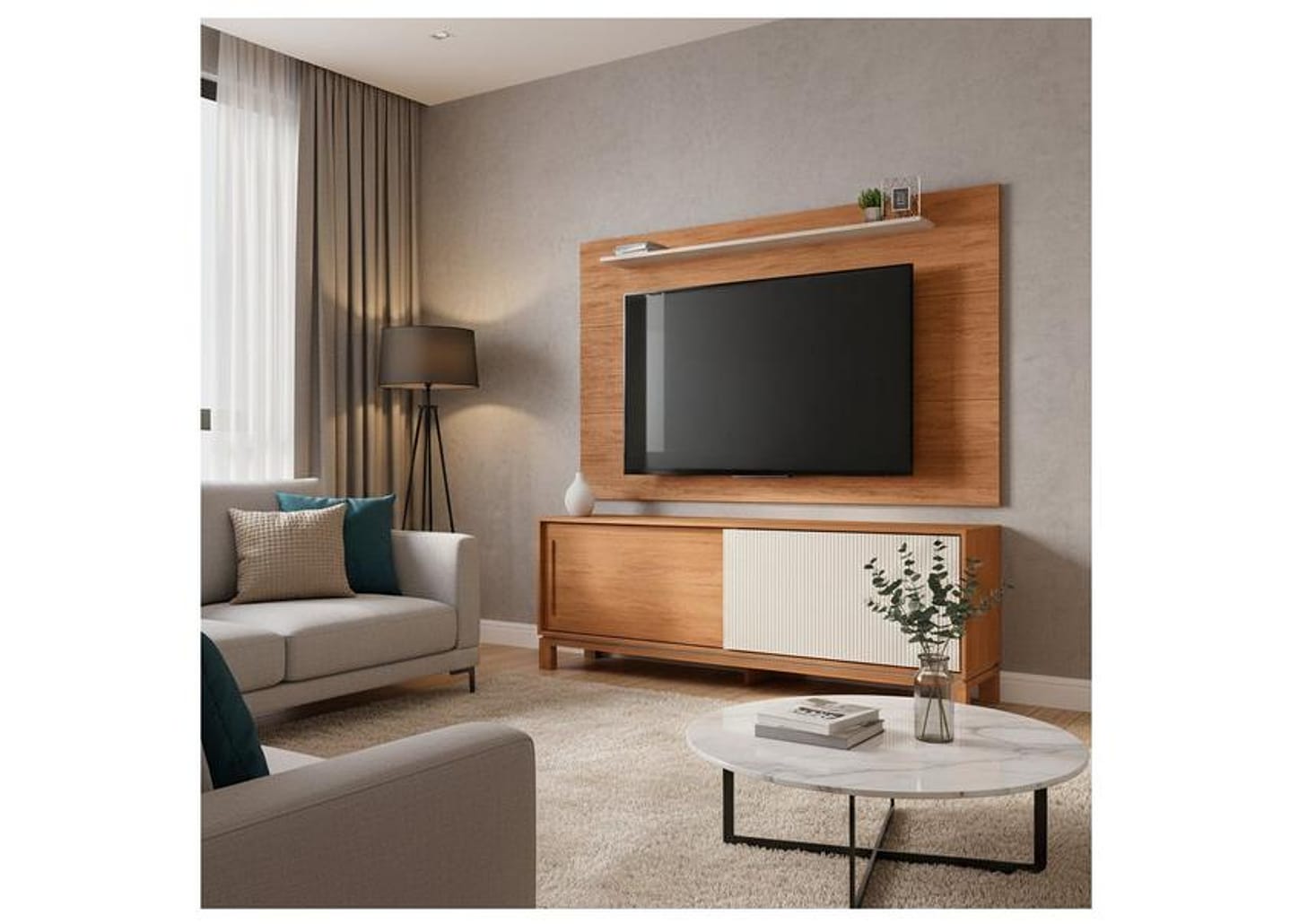 Rack para TV Ate 65” com Painel Suspenso 2 Portas Caemmun Flora