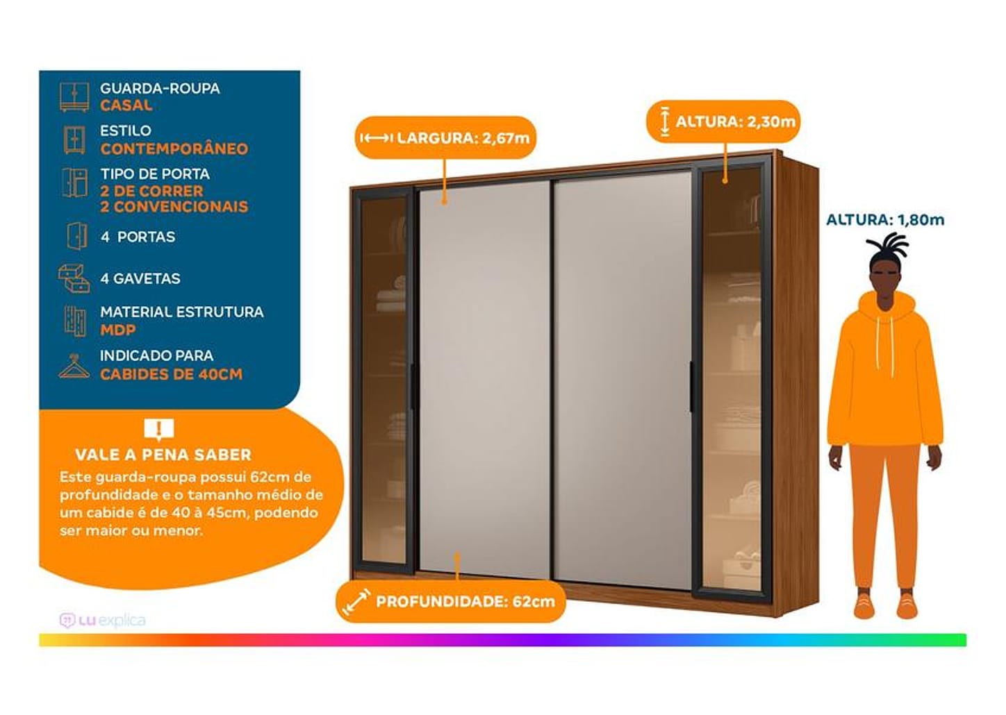 Guarda-roupa Casal 4 Gavetas 4 Portas Demobile Laredo