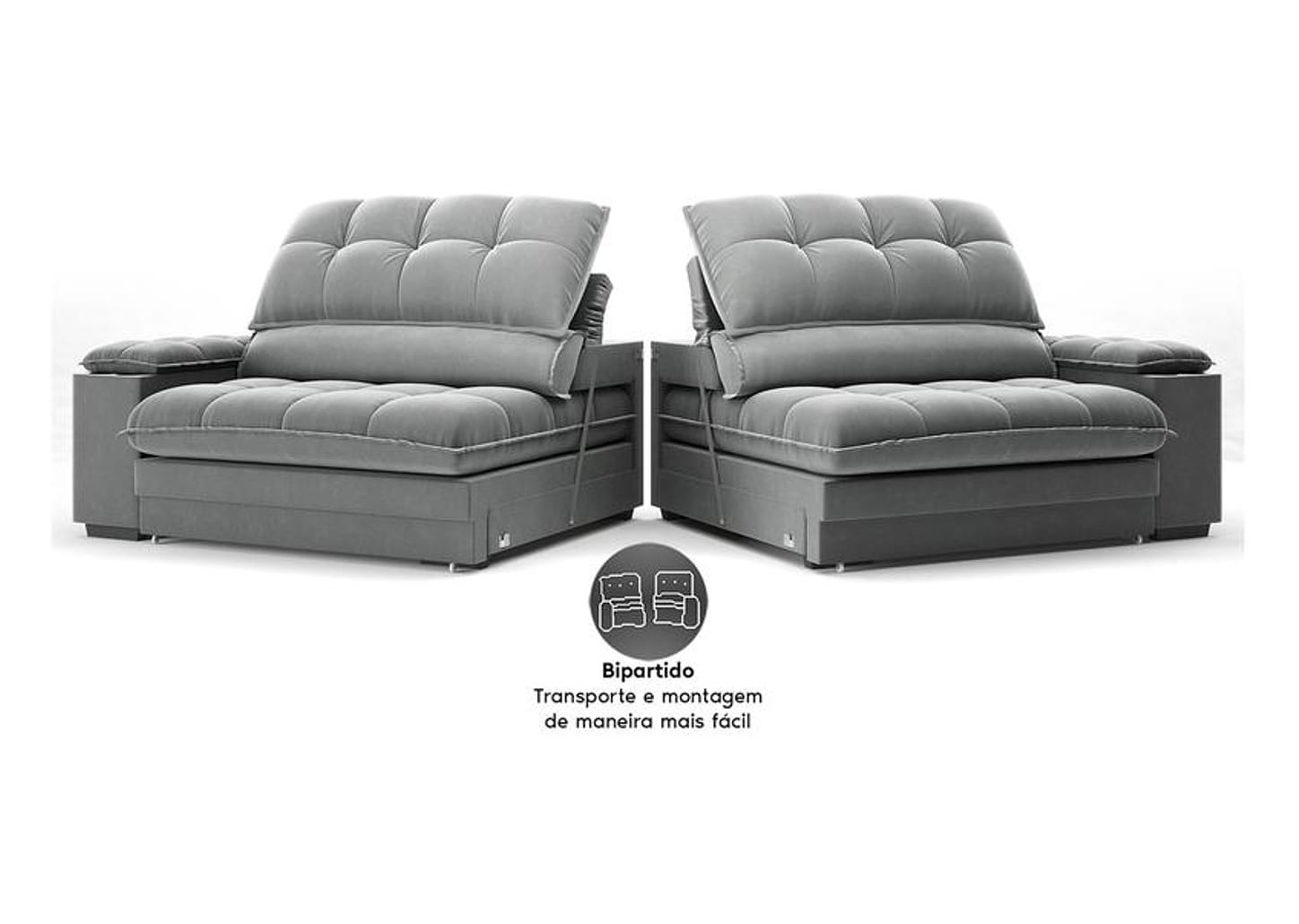 Sofá 5 Lugares Retrátil Reclinável Veludo Olimpo Next Sofás