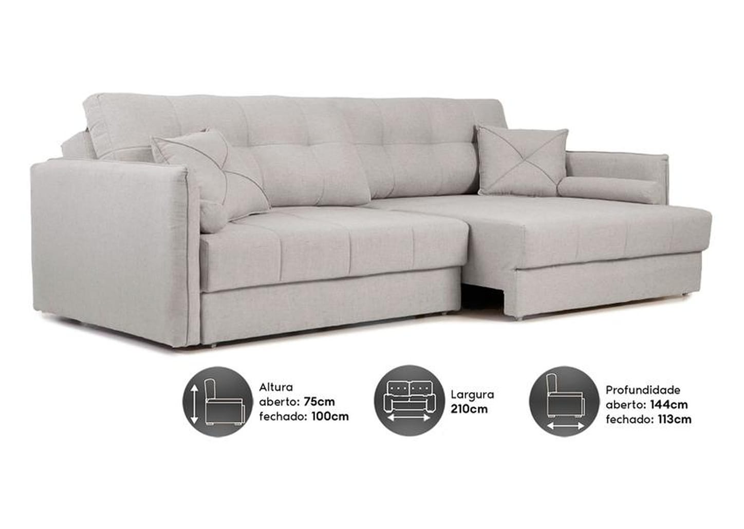 Sofá 3 Lugares Retrátil Reclinável Linho Urban Next Sofás