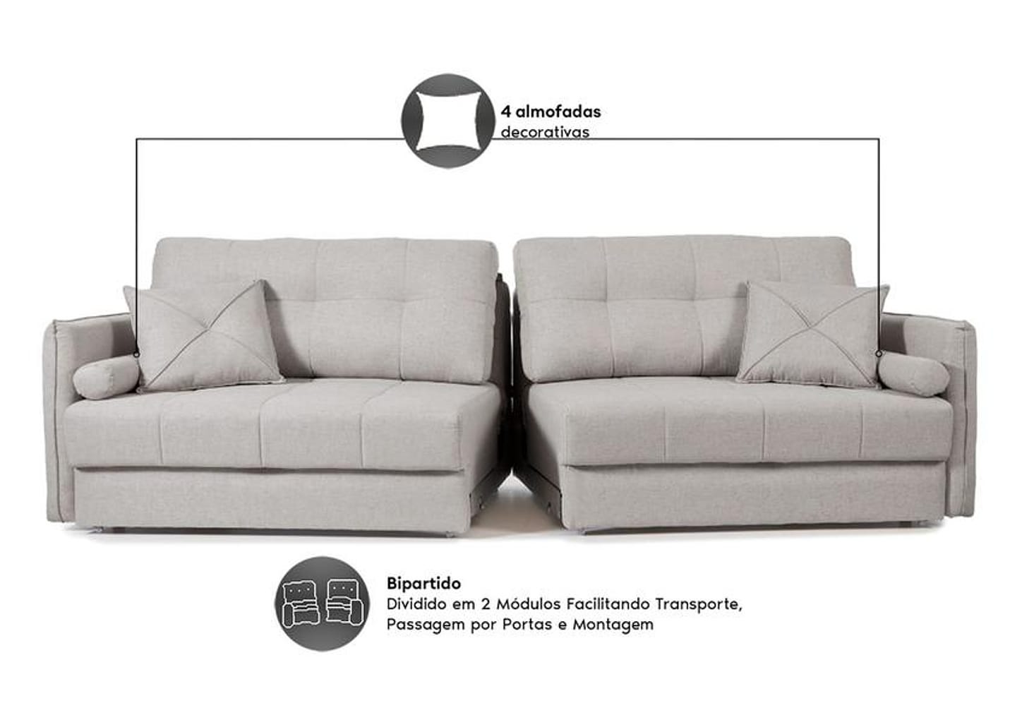 Sofá 3 Lugares Retrátil Reclinável Linho Urban Next Sofás