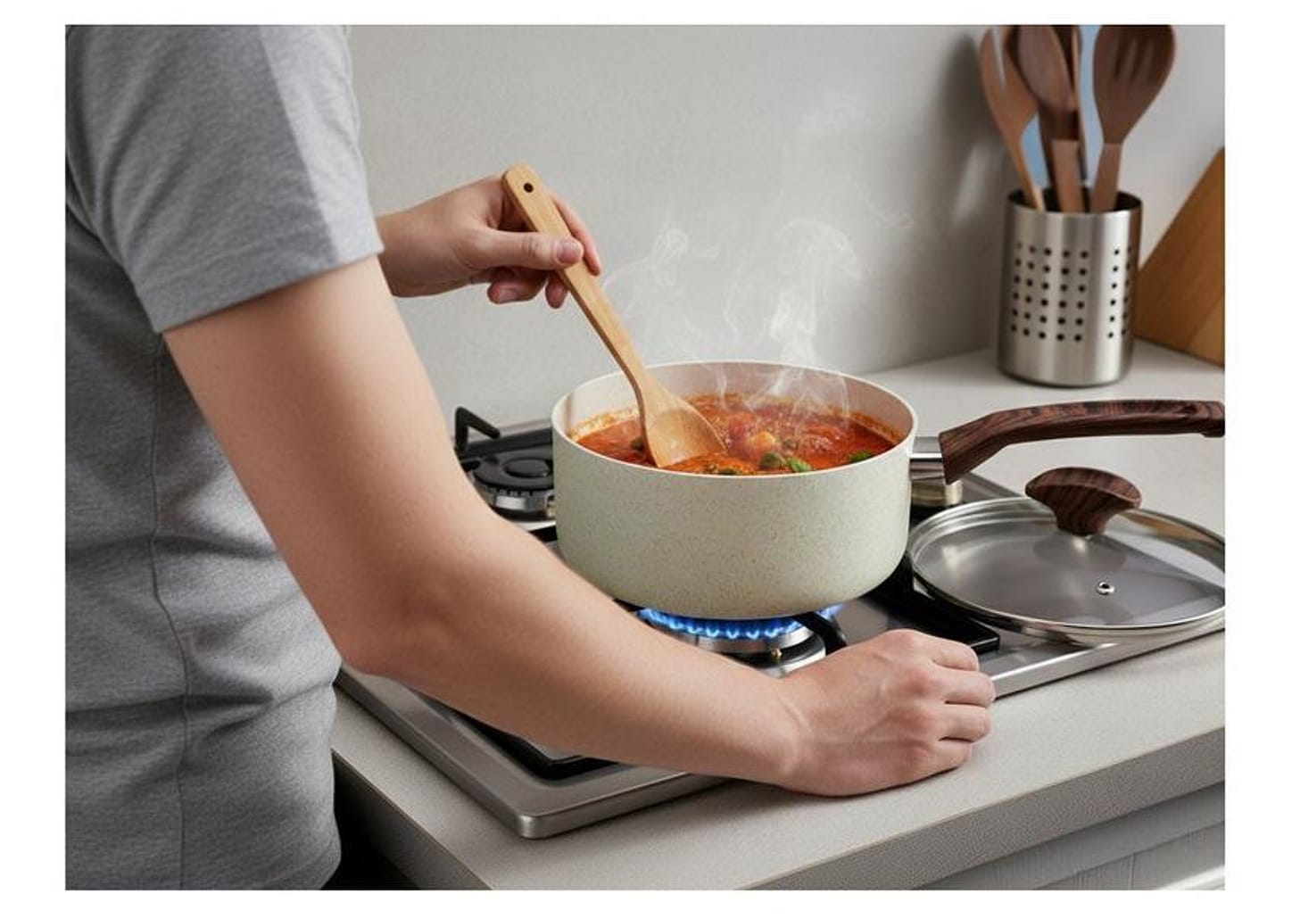 Panela Multiflon Antiaderente de Alumínio Bege 18cm 2L Petra