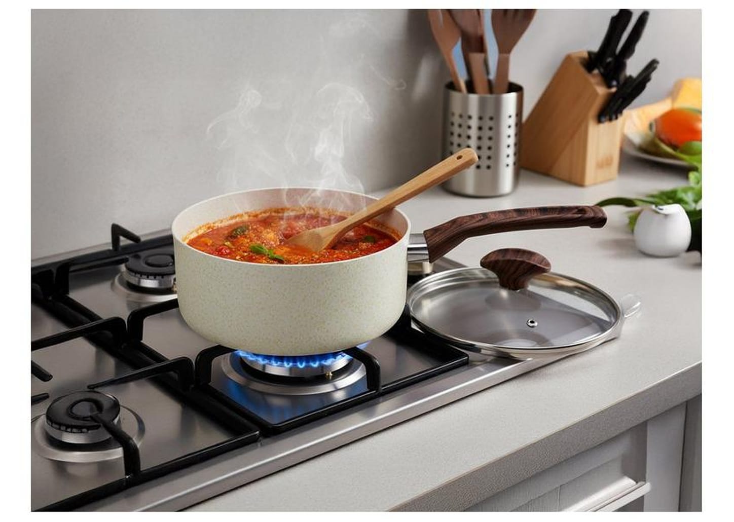 Panela Multiflon Antiaderente de Alumínio Bege 18cm 2L Petra