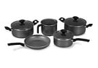 Jogo de Panelas Multiflon Antiaderente de Alumínio Grafite Indução 5 Peças Petra+