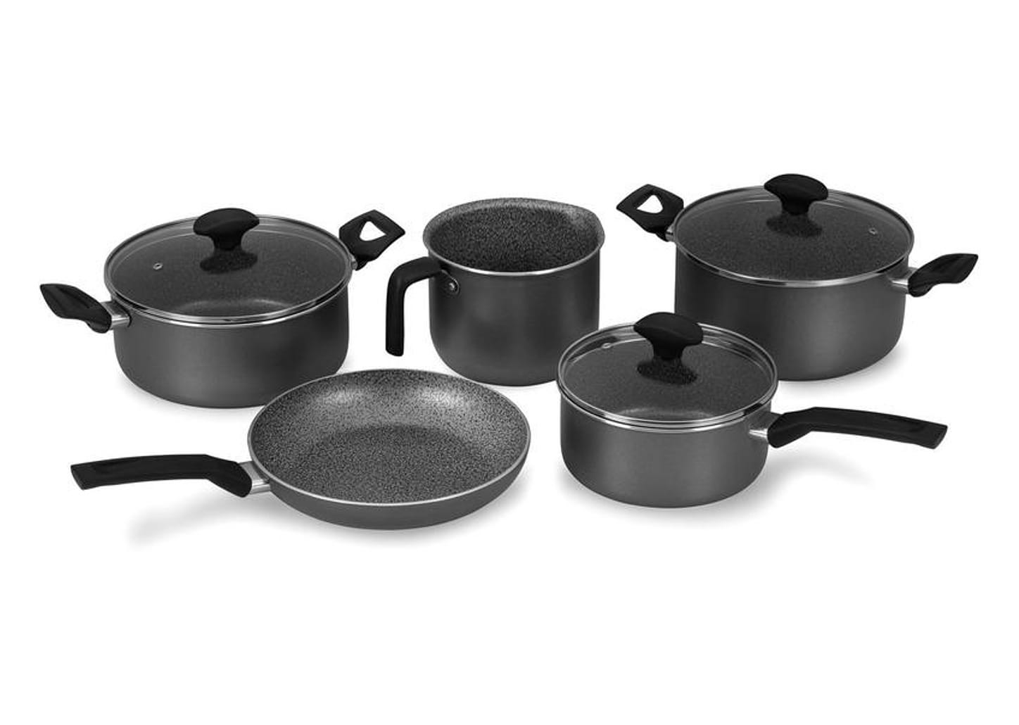 Jogo de Panelas Multiflon Antiaderente de Alumínio Grafite Indução 5 Peças Petra+