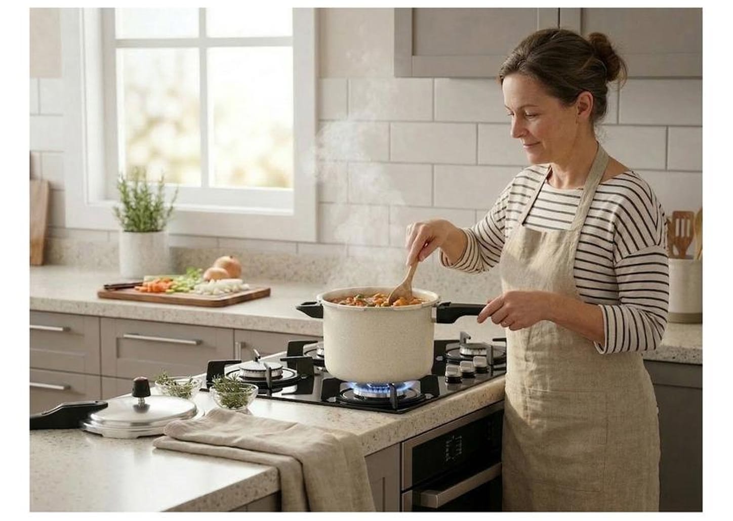 Panela de Pressão Multiflon 4,5L Antiaderente Bege Petra