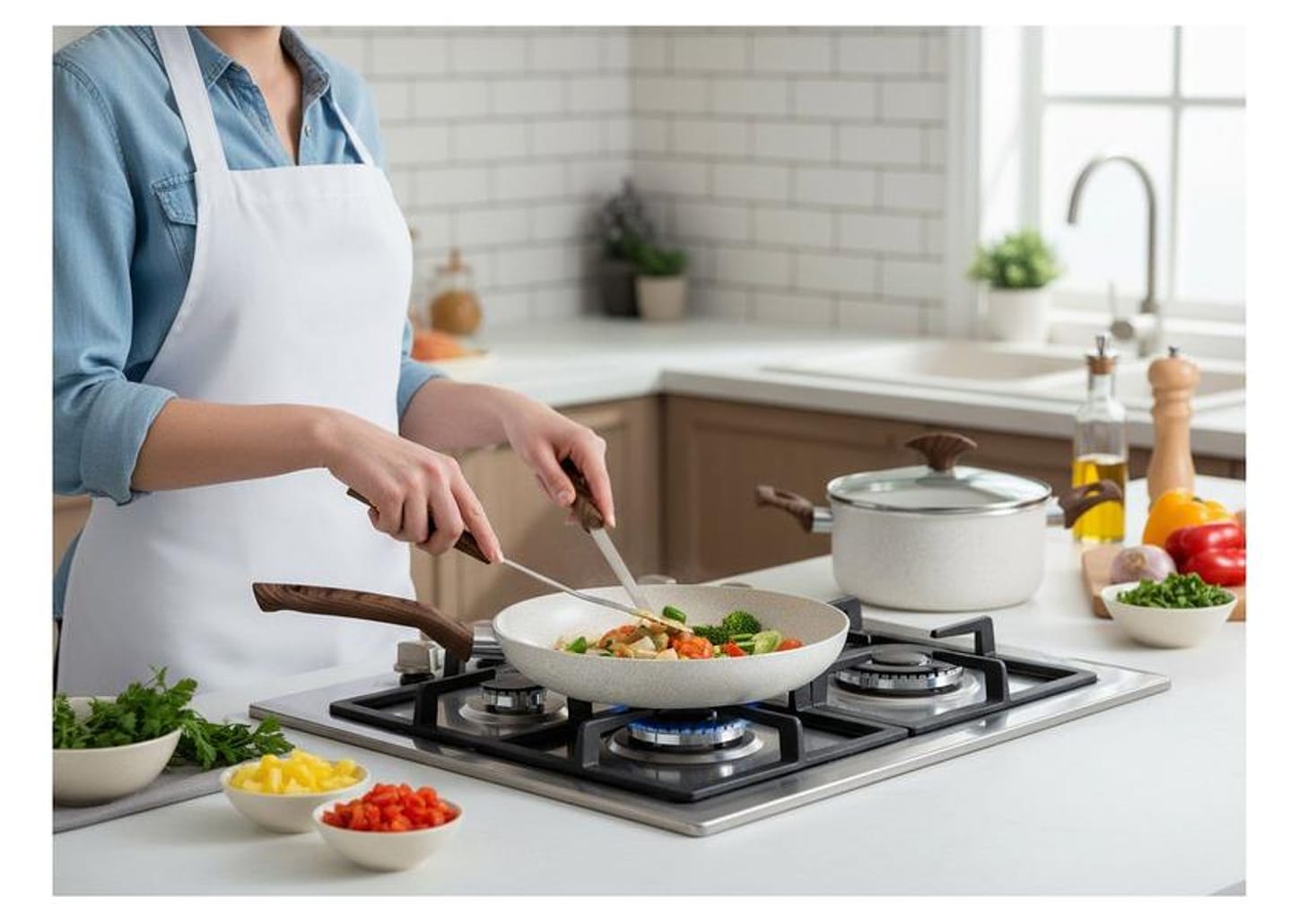 Jogo de Panelas Multiflon Antiaderente de Alumínio Bege 5 Peças Petra