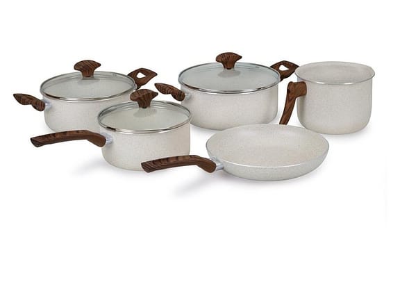 Jogo de Panelas Multiflon Antiaderente de Alumínio Bege 5 Peças Petra