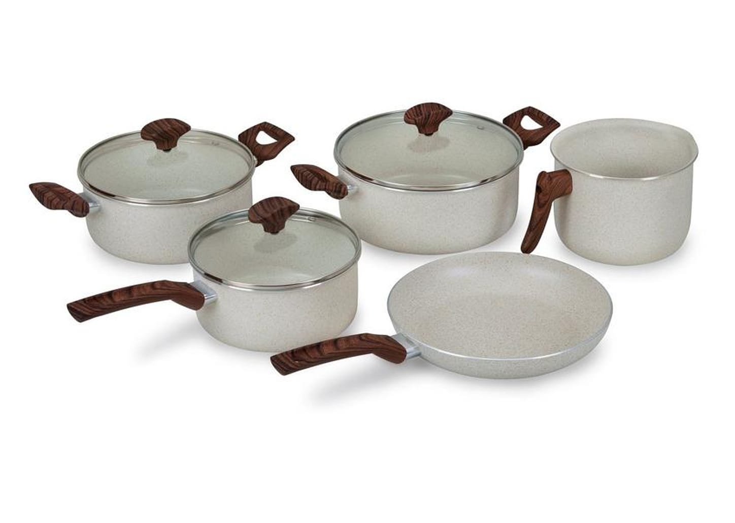 Jogo de Panelas Multiflon Antiaderente de Alumínio Bege 5 Peças Petra