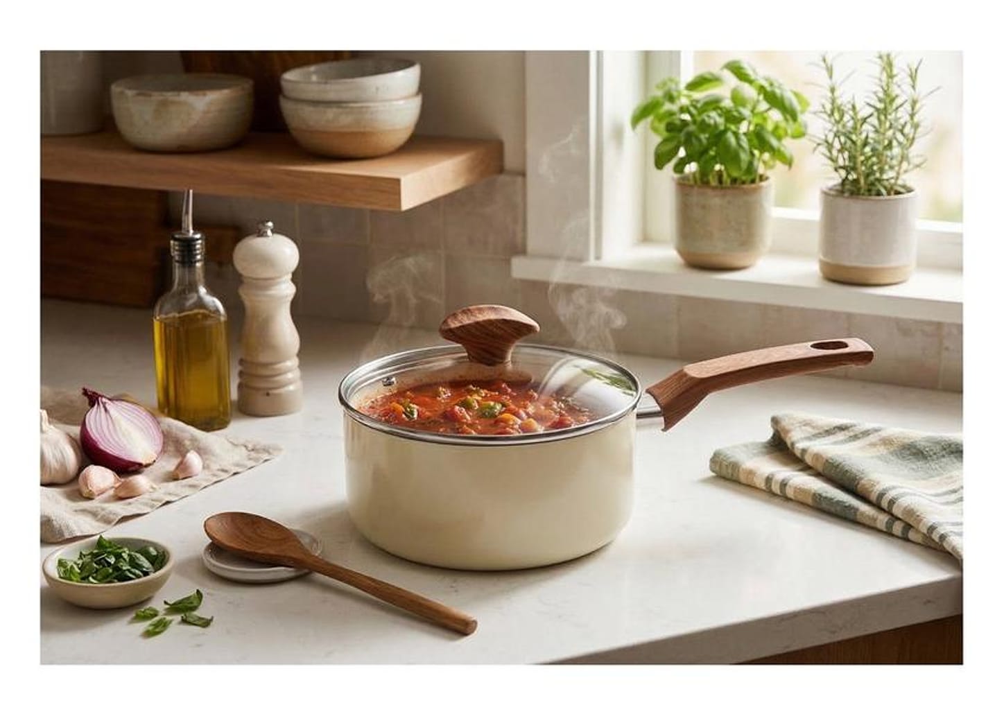 Panela Multiflon Antiaderente de Alumínio Bege 18cm 1,9L Capadócia