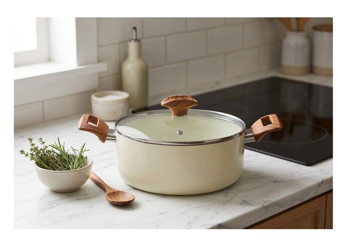 Caçarola Multiflon Antiaderente Cerâmico 22cm 3,1L Bege Capadócia