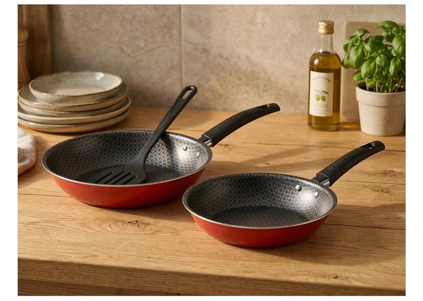 Conjunto de Frigideiras Antiaderente Multiflon Essencial Vermelho 3 Peças