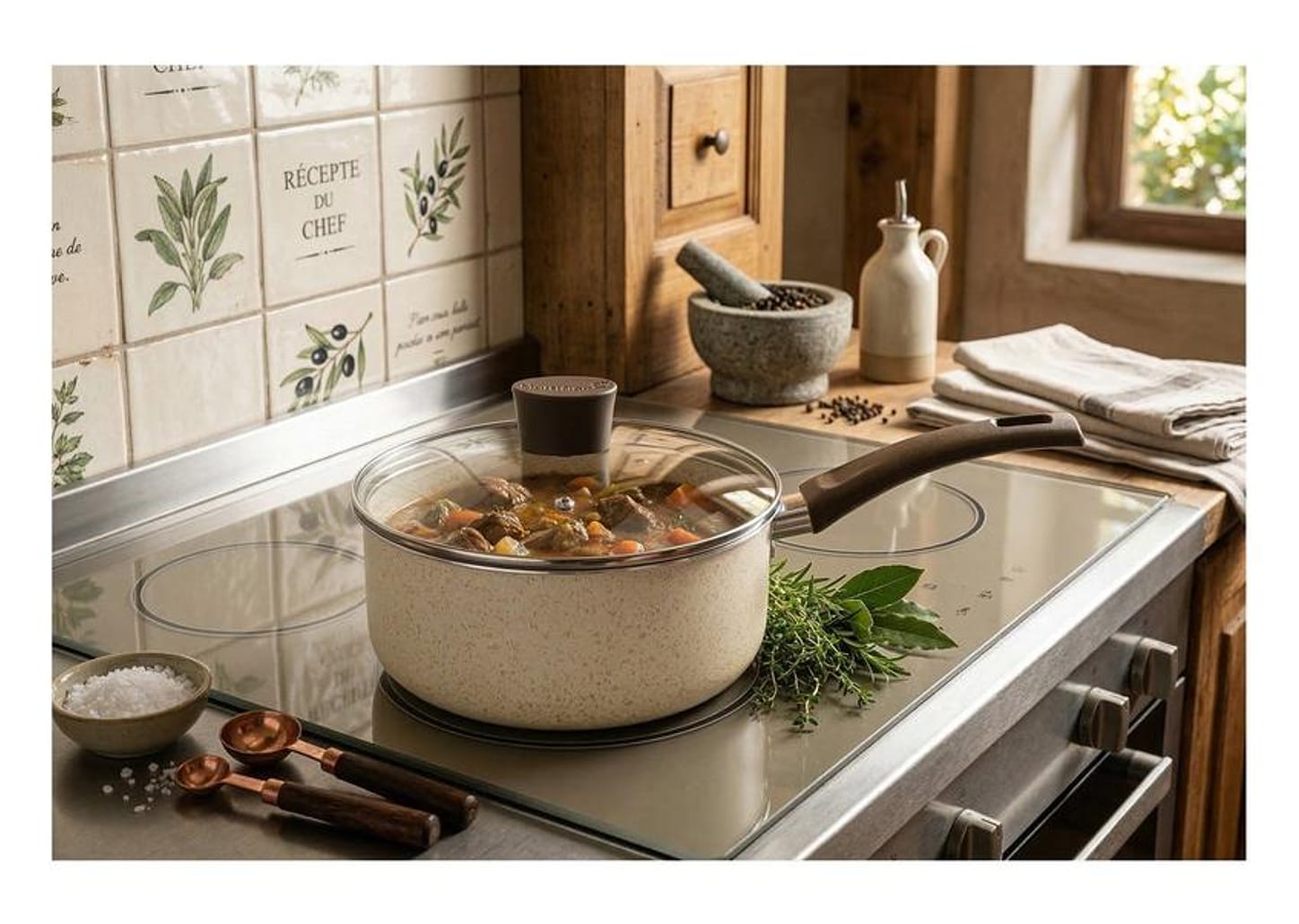 Panela Multiflon Antiaderente de Alumínio Bege 18cm 2L Ekó