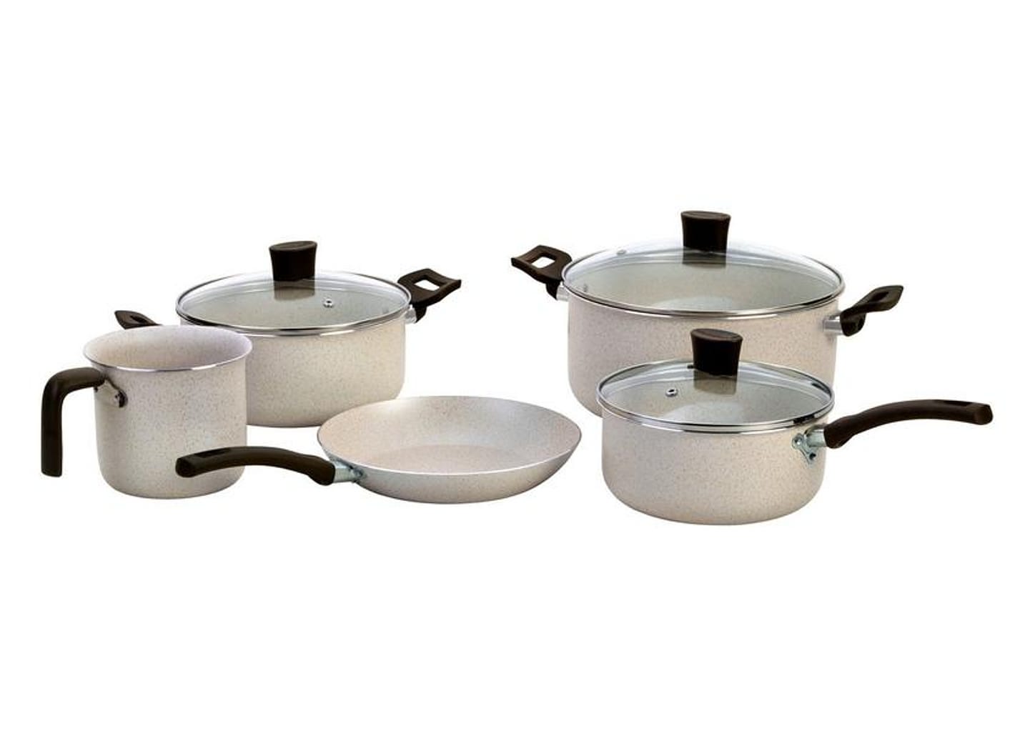 Jogo de Panelas Multiflon Antiaderente Alumínio Bege 5 Peças Ekó
