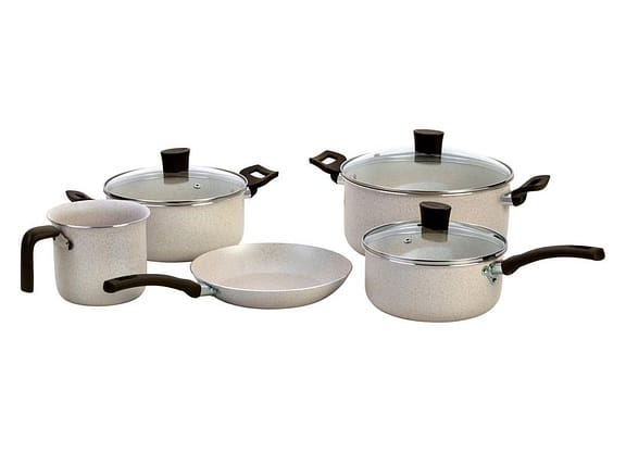 Jogo de Panelas Multiflon Antiaderente Alumínio Bege 5 Peças Ekó