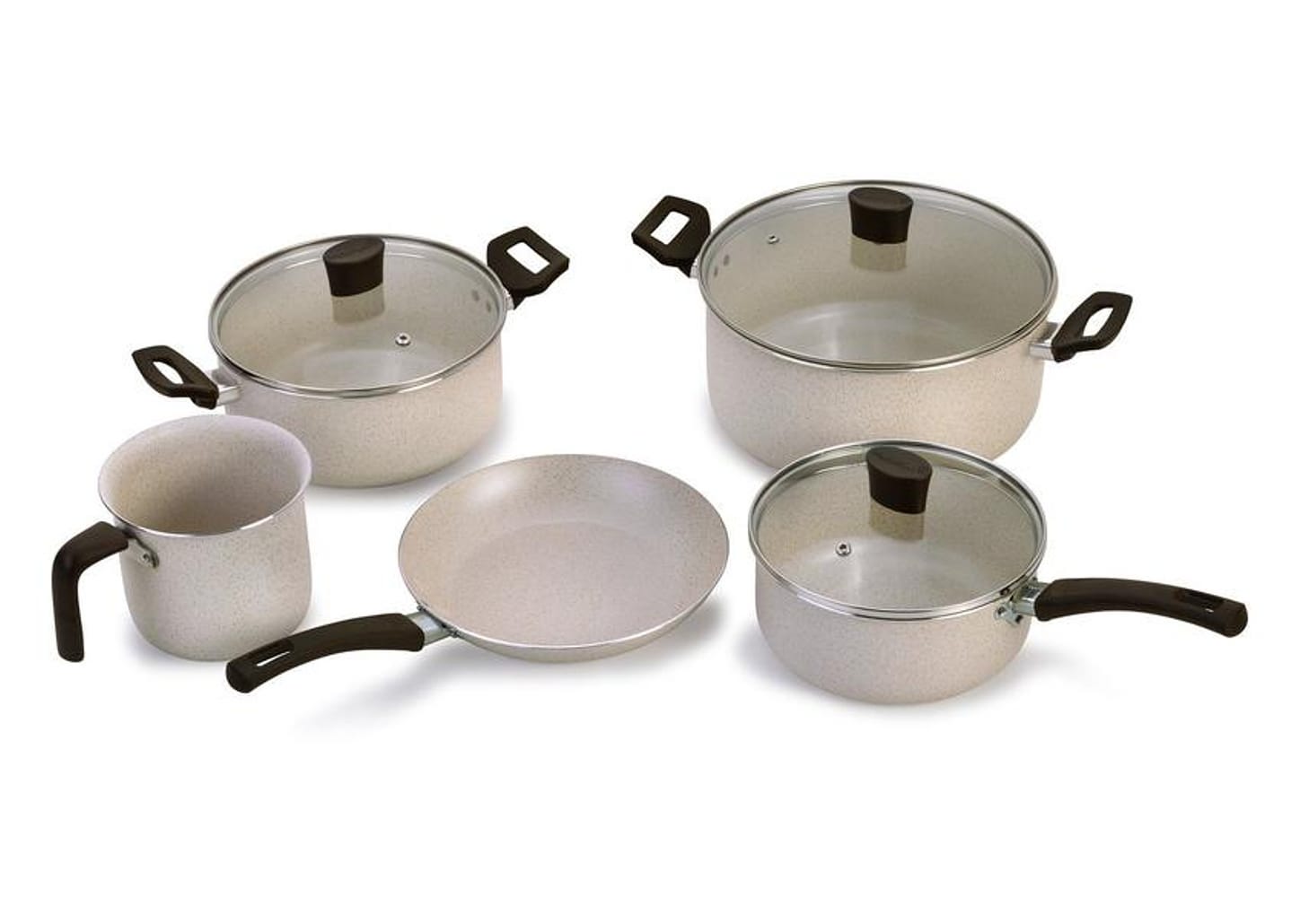 Jogo de Panelas Multiflon Antiaderente Alumínio Bege 5 Peças Ekó