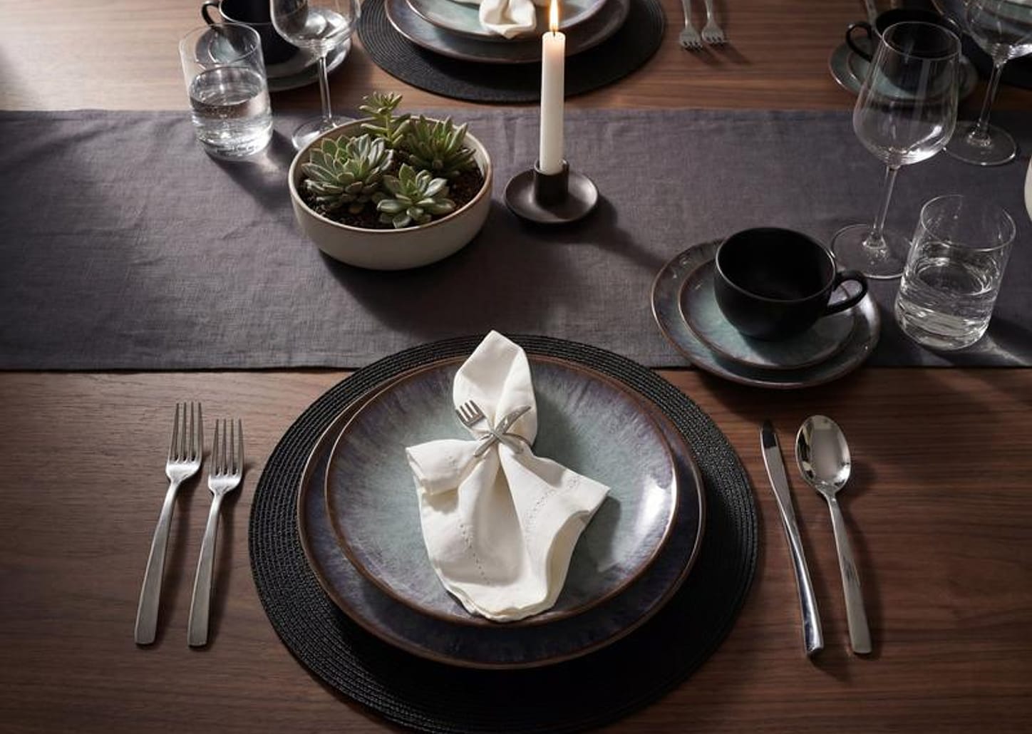 Aparelho de Jantar e Chá 20 Peças Alleanza Redondo Cerâmica Faiança Azul Tye Dye