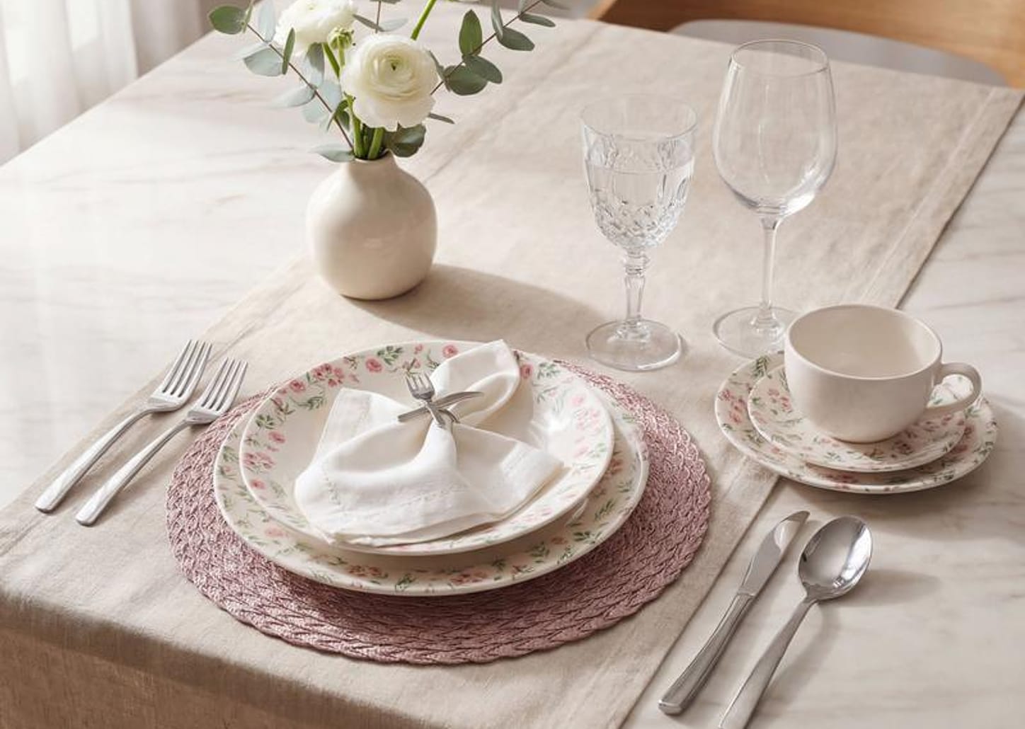 Aparelho de Jantar e Chá 30 Peças Alleanza Redondo Cerâmica Faiança Rosa