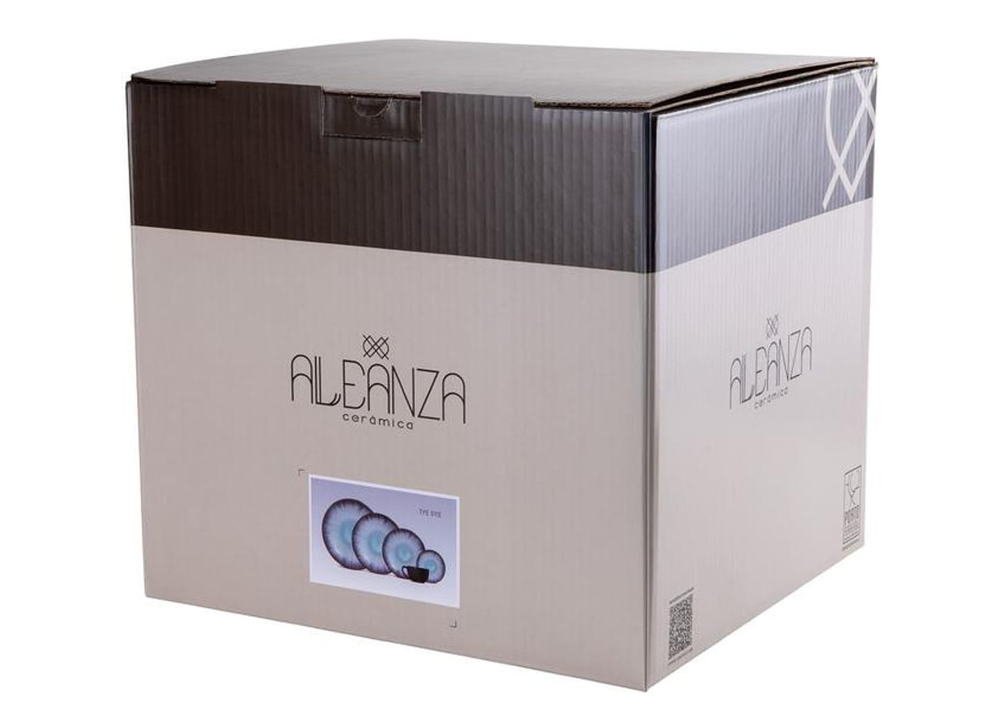 Aparelho de Jantar e Chá 30 Peças Alleanza Redondo Cerâmica Faiança Azul Tye Dye