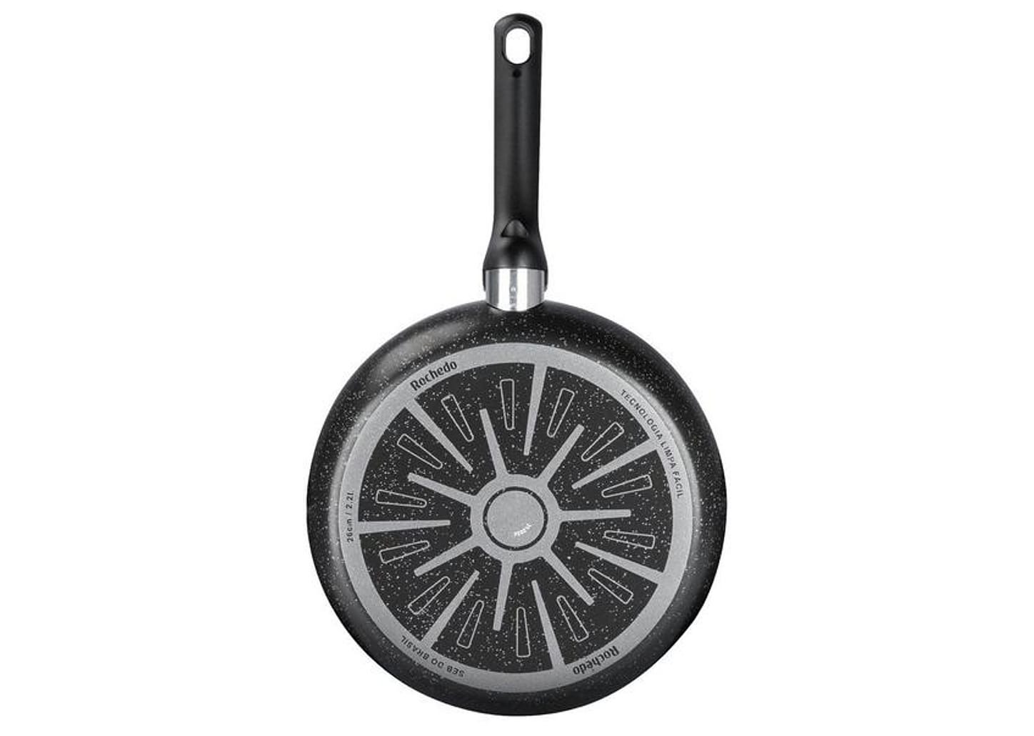 Frigideira Antiaderente Rochedo de Alumínio Stone Pro Preto e Cinza 26cm
