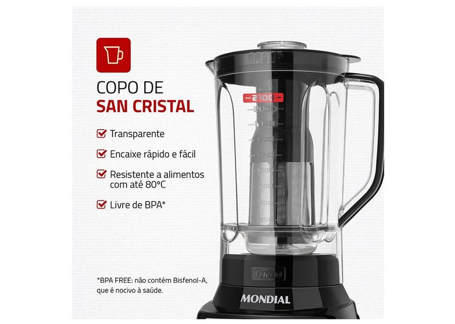 Liquidificador Mondial Turbo L-1400-LT 1400W 3L Preto e Inox 5477-02