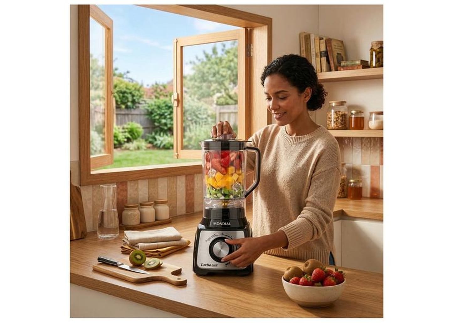 Liquidificador Mondial Turbo L-1400-LT 1400W 3L Preto e Inox 5477-02