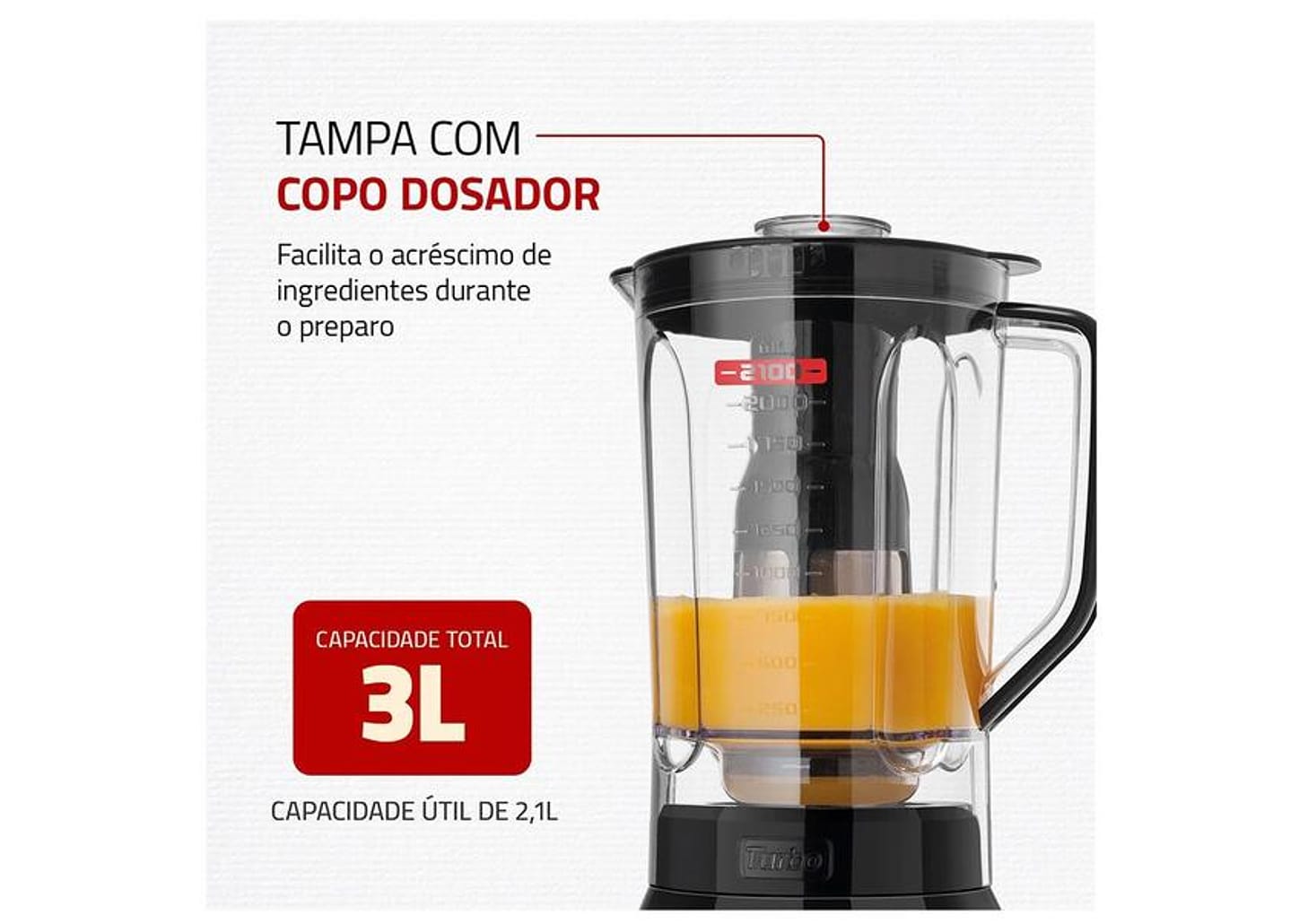 Liquidificador Mondial Turbo L-1400-LT 1400W 3L Preto e Inox 5477-01