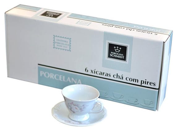 Jogo de Xícaras para Chá Porcelana 12 Peças - Schmidt Express 114