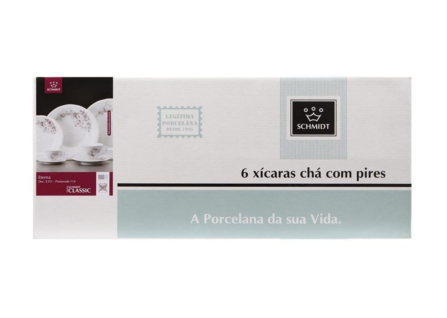 Jogo de Xícaras para Chá Porcelana 12 Peças - Schmidt Express 114