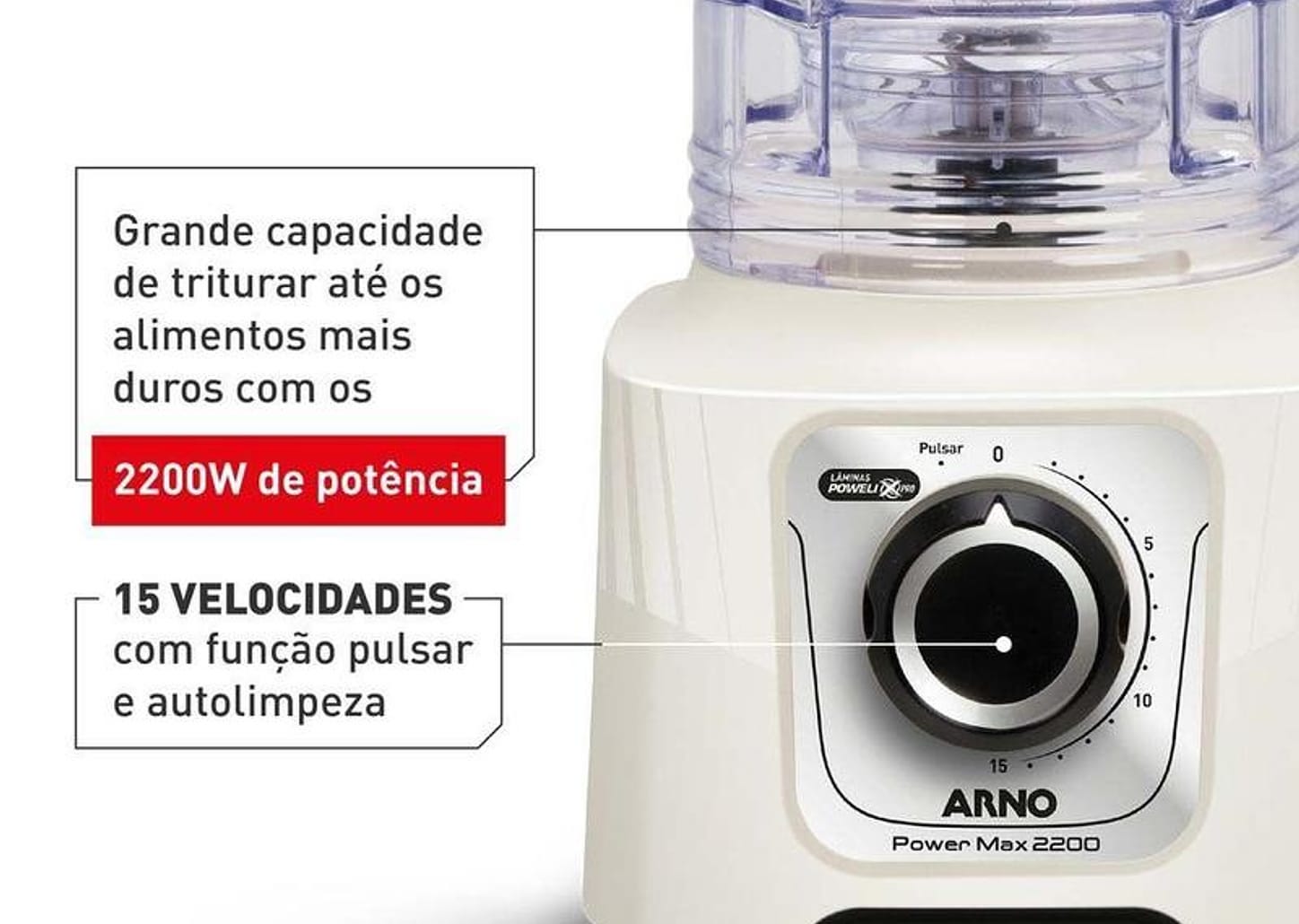 Liquidificador Arno Power Max 2200 LN64 2200W 3,1L Marfim 2720018833