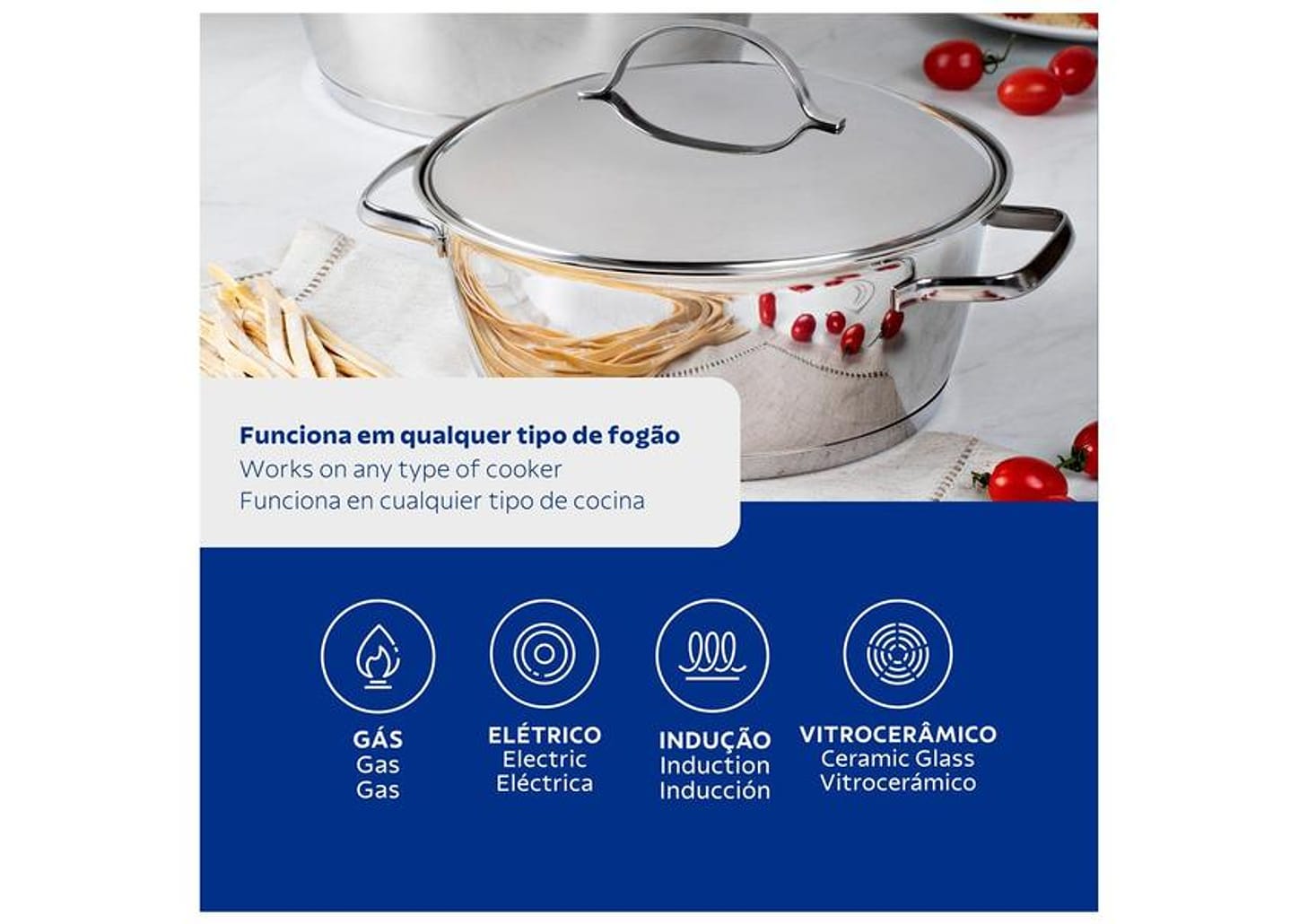 Jogo de Panelas Tramontina Inox 10 Peças Allegra