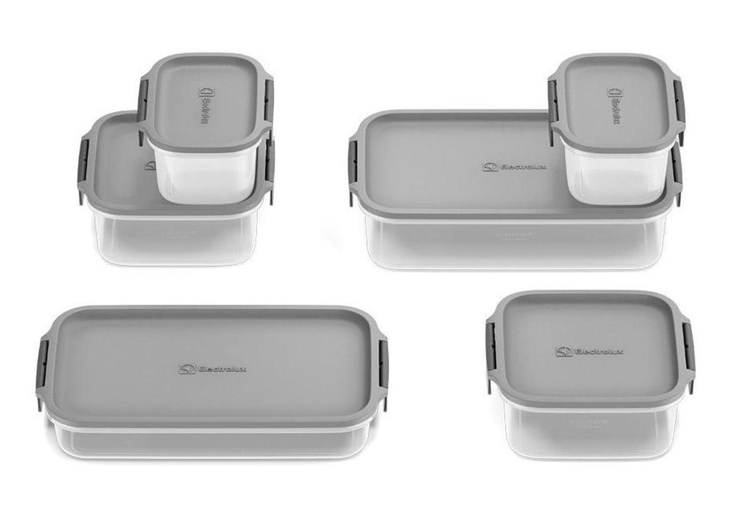 Jogo de Potes de Plástico Hermético Electrolux Retangular Experience 6 Peças