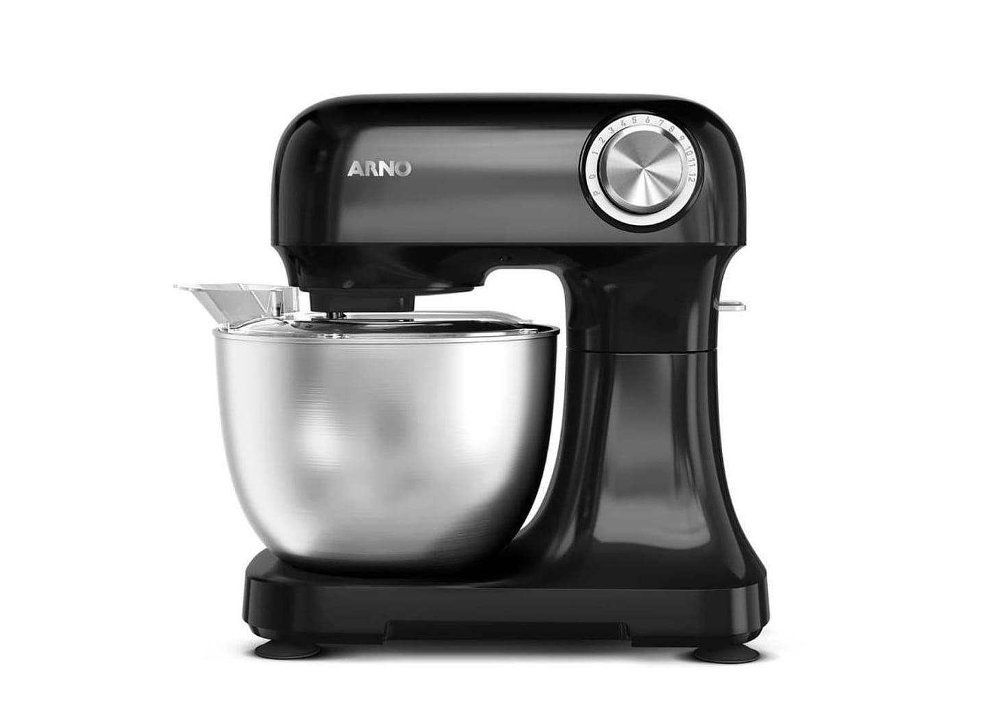 Batedeira Planetária Arno Inox e Preta 500W 12 Velocidades Tigela Inox 3,5L Bake Easy KM10 com 3 Batedores