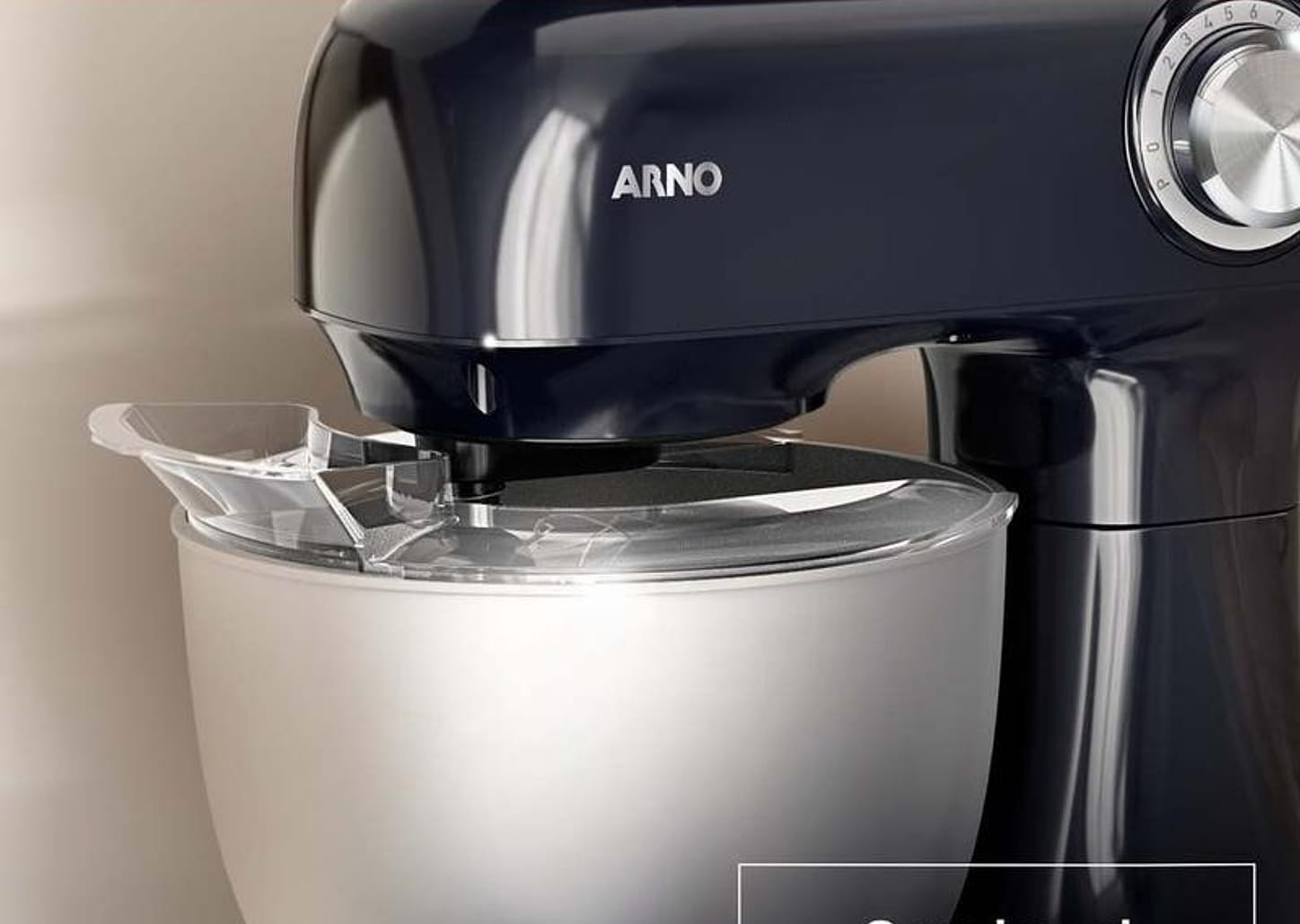 Batedeira Planetária Arno Inox e Preta 500W 12 Velocidades Tigela Inox 3,5L Bake Easy KM10 com 3 Batedores