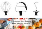 Batedeira Planetária Arno Inox e Preta 500W 12 Velocidades Tigela Inox 3,5L Bake Easy KM10 com 3 Batedores