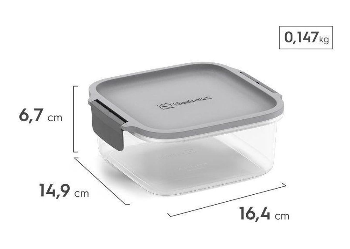 Jogo de Potes de Plástico Hermético Electrolux Retangular Experience 3 Unidades