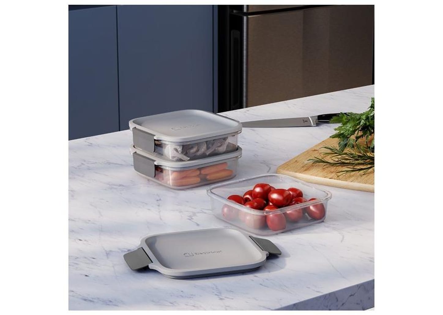 Jogo de Potes de Plástico Hermético Electrolux Retangular Experience 3 Unidades