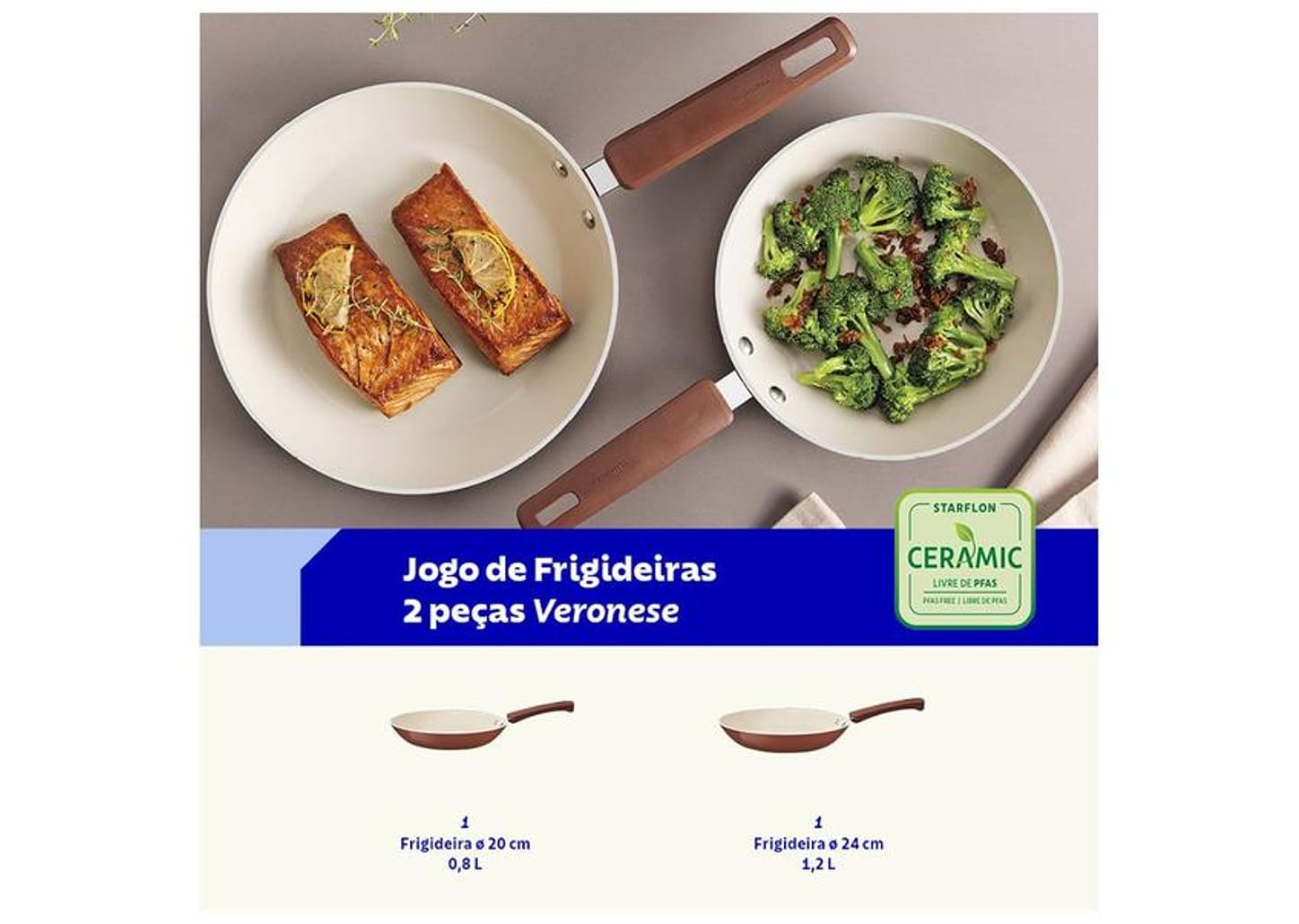 Conjunto de Frigideiras Tramontina Veronese Argila 2 Peças