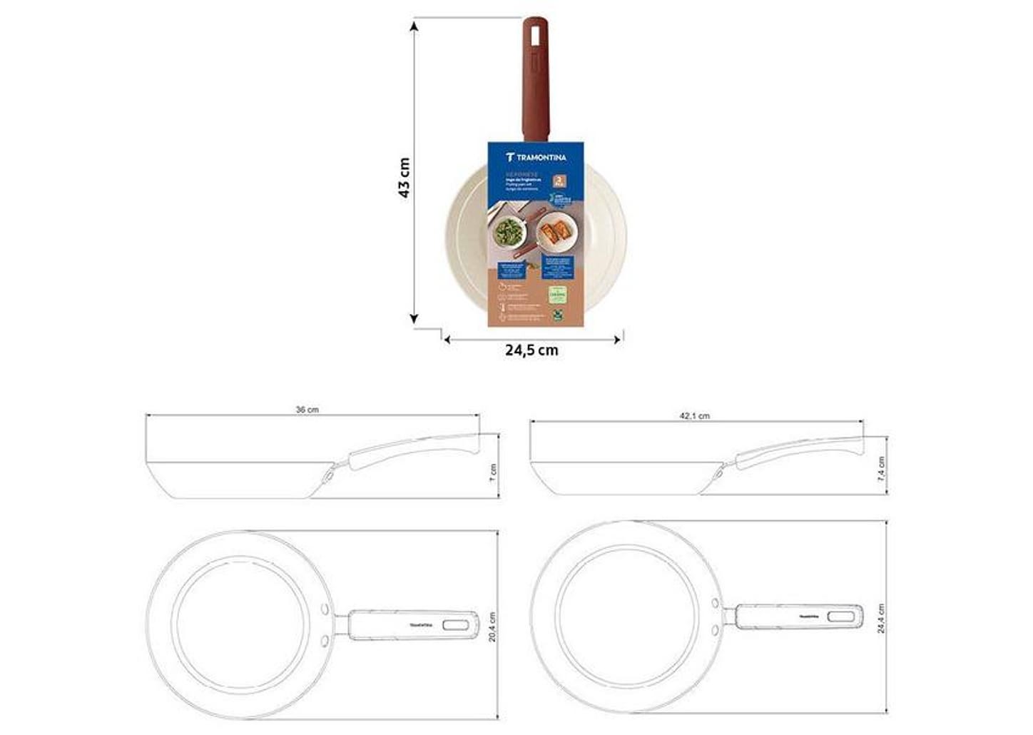 Conjunto de Frigideiras Tramontina Veronese Argila 2 Peças