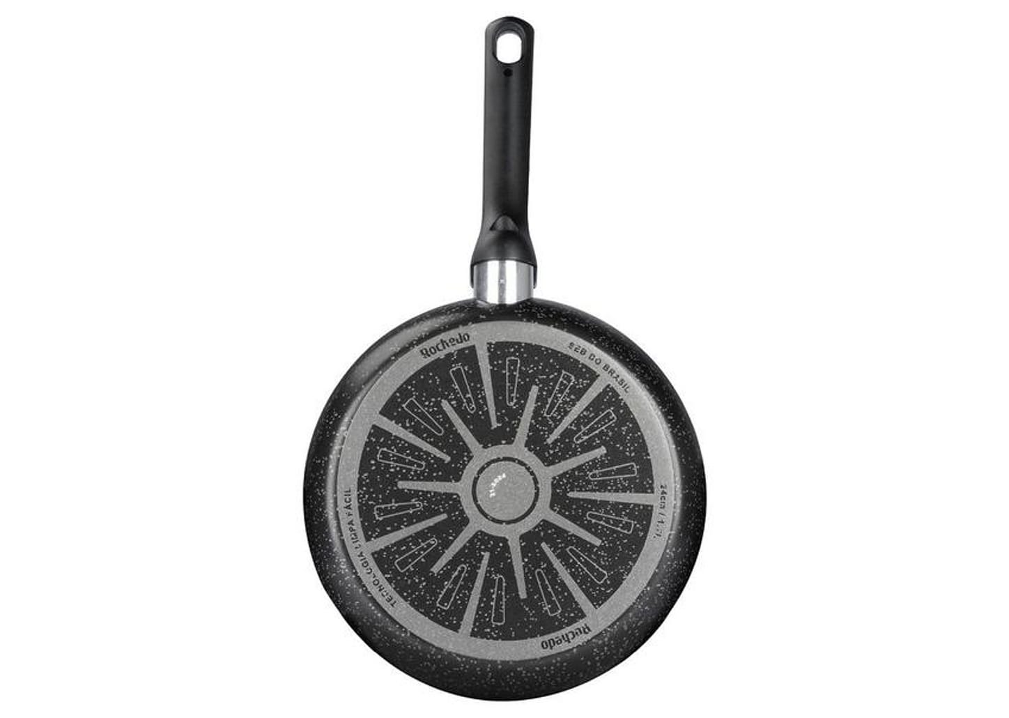 Frigideira Antiaderente Rochedo de Alumínio Stone Pro Preto e Cinza 24cm