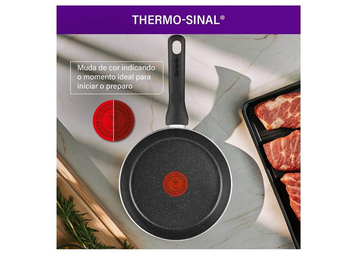 Frigideira Antiaderente Rochedo de Alumínio Stone Pro Preto e Cinza 20cm