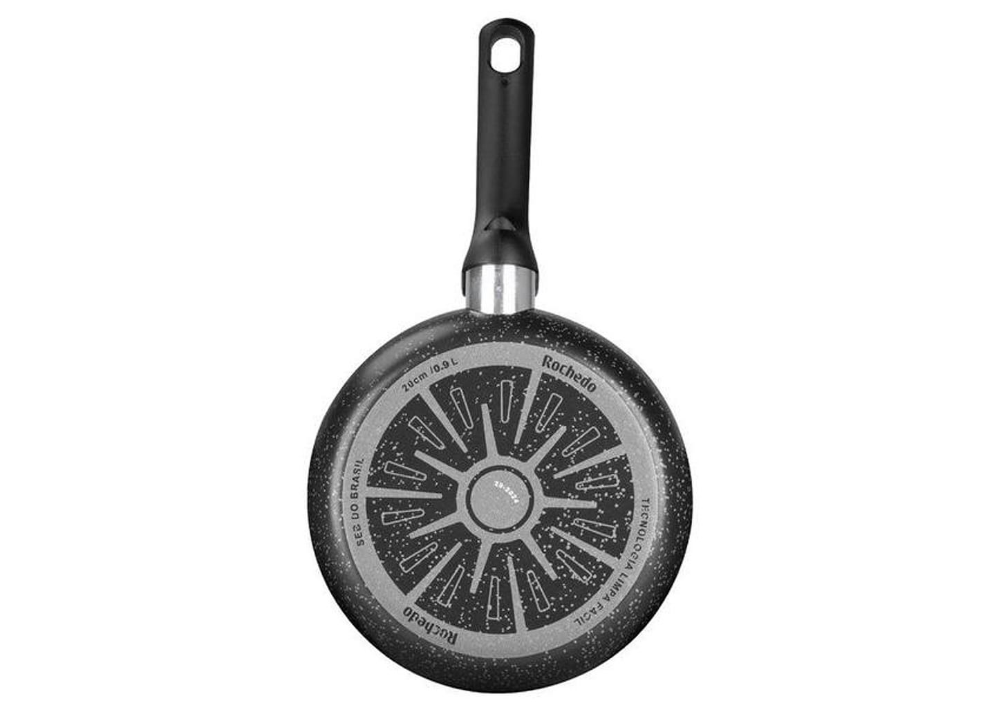 Frigideira Antiaderente Rochedo de Alumínio Stone Pro Preto e Cinza 20cm