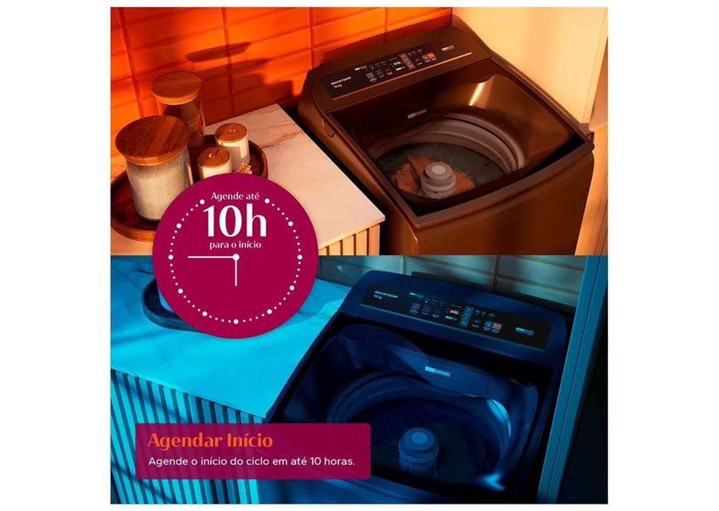 Lavadora de Roupas Brastemp 16kg Cesto Inox 12 Programas de Lavagem Cinza BWT16A9