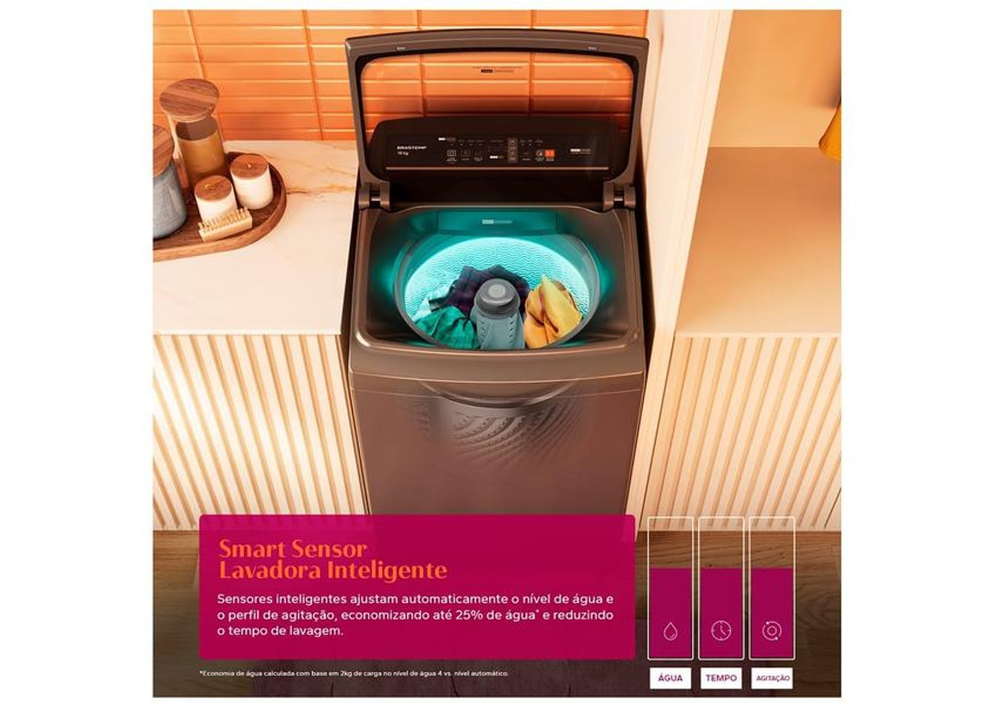 Lavadora de Roupas Brastemp 16kg Cesto Inox 12 Programas de Lavagem Cinza BWT16A9